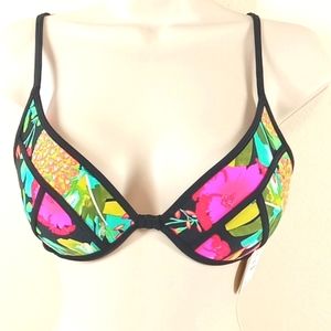BODY GLOVE  Bikini Top SMALL PETITE Swim Vacation Multi-color PADDED UNDERWIRE